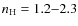 $n_{\rm H} = 1.2{-}2.3$