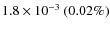 $1.8\times 10^{-3}~(0.02\%)$