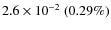 $2.6\times 10^{-2}~(0.29\%)$