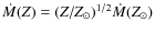 $\dot M(Z)=(Z/Z_\odot)^{1/2} \dot M(Z_\odot)$