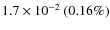 $1.7\times 10^{-2}~(0.16\%)$