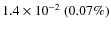 $1.4\times 10^{-2}~(0.07\%)$