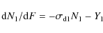 \begin{displaymath}
{\rm d}N_{1}/{\rm d}F = - \sigma_{\rm d1}N_{1} - Y_{1}
\end{displaymath}