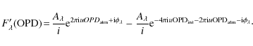 \begin{displaymath}F'_{\lambda}({\rm OPD}) \!=\!
\frac{A_{\lambda}}{i}{\rm e}^{...
...i {\rm i} u {\rm OPD}_{\rm atm} - {\rm i} \phi_{\lambda}}\cdot
\end{displaymath}