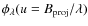 $\phi_{\lambda}(u=B_{\rm proj}/\lambda)$