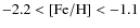 $-2.2 < {\rm [Fe/H]} < -1.1$