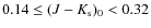 $0.14 \leq (J-K_{\rm s})_0<0.32$