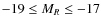 $-19 \leq M_R \leq -17$