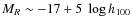 $M_R \sim -17 +5~ \log h_{100}$