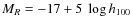 $M_R = -17 +5~ \log h_{100}$