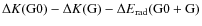 $\Delta K({\rm G0})-\Delta K({\rm G})-\Delta E_{\rm rad}(\rm G0+G)$