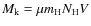 $M_{\rm k} = \mu m_{\rm H} N_{\rm H} V$