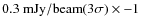 $0.3 ~ \rm{mJy/beam}(3\sigma) \times -1$
