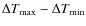 $\Delta T_{\rm max} -\Delta T_{\rm min}$