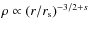 $\rho\propto (r/r_{\rm s})^{-3/2+s}$
