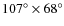 $107^{\circ}\times 68^{\circ}$