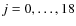 $j = 0,\dots, 18$