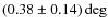 $(0.38\pm0.14)\deg$
