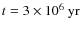 $t=3\times10^6~ {\rm yr}$