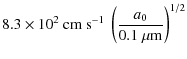 $\displaystyle 8.3\times10^2\ {\rm cm\ s^{-1}}\ \left( \frac{a_0}{0.1\ \mu{\rm m}} \right)^{1/2}$