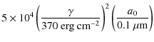 $\displaystyle 5\times10^4 \left( \frac{\gamma}{370\ {\rm erg~ cm^{-2}}} \right)^2 \left( \frac{a_0}{0.1\ \ensuremath{\mu{\rm m}} } \right)$