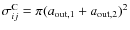 $\sigma_{ij}^{\rm C} = \pi (a_{\rm out,1}+a_{\rm out,2})^2$