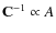 ${\bf C}^{-1} \propto A$