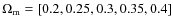 $\Omega _{\rm m}= [0.2, 0.25, 0.3, 0.35, 0.4]$
