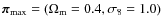 ${\vec \pi}_{\rm max}=(\Omega_{\rm m}=0.4, \sigma_8=1.0)$