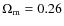 $\Omega_{\rm m}= 0.26$