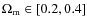 $\Omega_{\rm m}\in [0.2,0.4]$