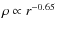 $\rho \propto r^{-0.65}$