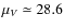 $\mu_V \simeq 28.6$