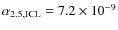 $\alpha_{2.5,\rm ICL}= 7.2 \times 10^{-9}$
