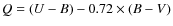 $ Q = (U-B) - 0.72 \times (B-V)$