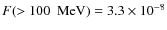 $F(>100~\mbox{
MeV})=3.3\times10^{-8}$