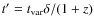 $t^\prime=t_{\rm var}\delta/(1+z)$