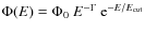 $\Phi(E)=\Phi_{0}~E^{-\Gamma}~{\rm e}^{-E/E_{\rm cut}}$