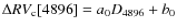 $\Delta RV_{{\rm c}}[{\rm 4896}] = a_0
D_{{\rm 4896}} + b_0$