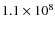 $1.1\times 10^{8}$