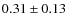 $0.31 \pm 0.13 $