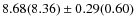 $8.68(8.36) \pm 0.29(0.60)$
