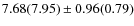 $7.68(7.95) \pm 0.96(0.79)$