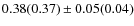 $0.38(0.37) \pm 0.05(0.04)$