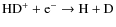 ${\rm HD^+ + e^- \rightarrow H + D}$