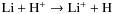 ${\rm Li + H^+ \rightarrow Li^+ + H}$