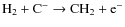 ${\rm H_2 + C^- \rightarrow CH_2 + e^-}$