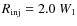 $R_{\rm inj} = 2.0 ~ W_1$