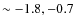 $\sim-1.8, -0.7$