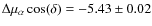 $\Delta\mu_{\alpha}\cos(\delta)=-5.43\pm0.02$